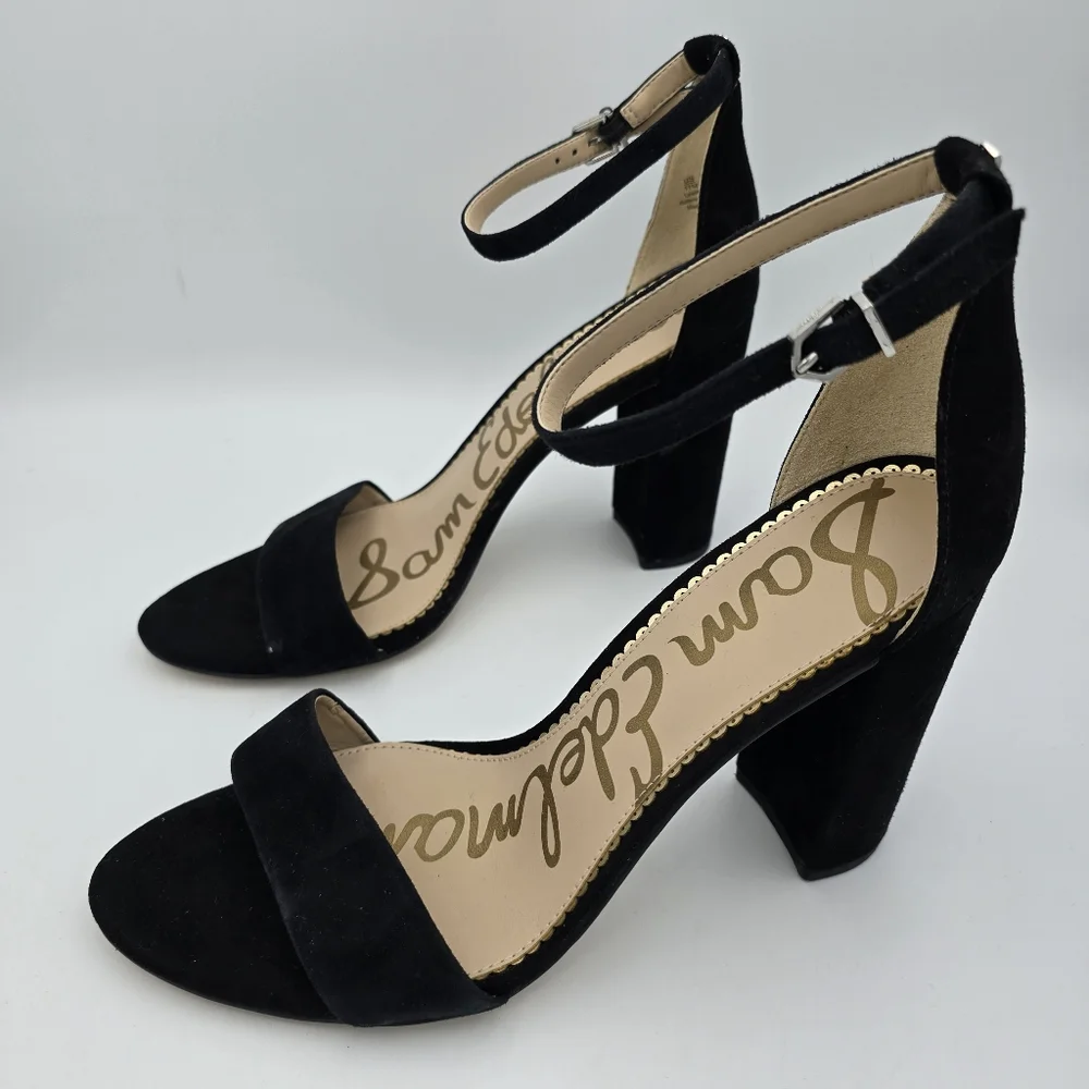 Sam Edelman Yaro Block Heel Ankle Strap Sandals, Black Suede, Women's 11M - Picture 6 of 16